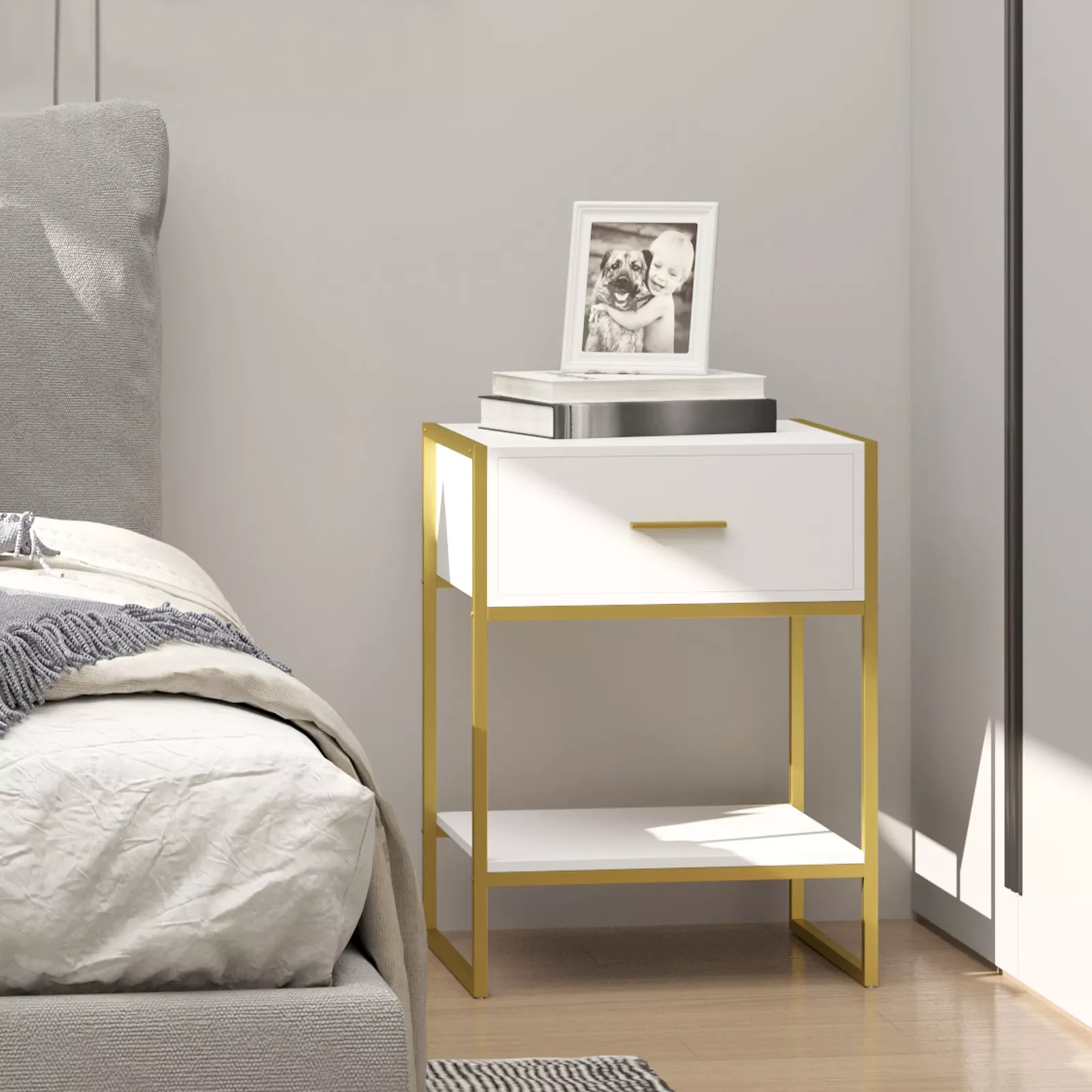 Simple Modern Mini Bedside Cupboard Economy Bedroom Nightstand Shelf